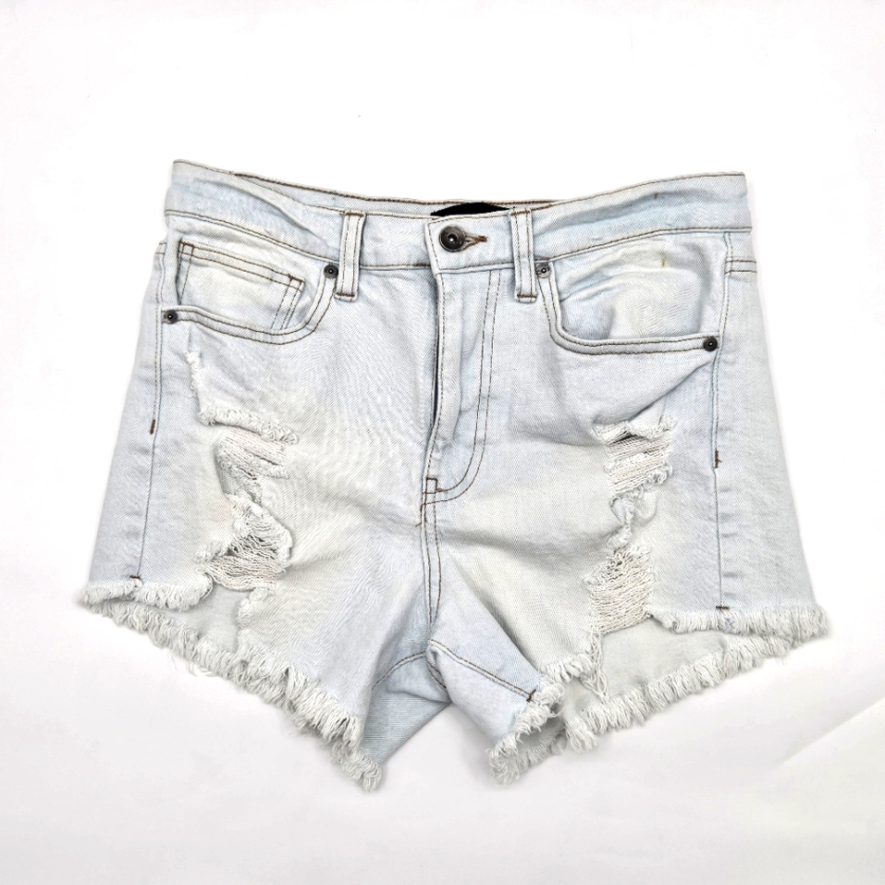Kendall +‎ Kylie The Icon Short Light Blue Distressed Denim Shorts Size 5/27